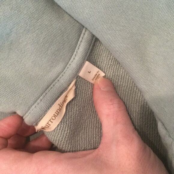 Soft Surroundings Crochet French Terry Tunic Top Size Large Teal Blue Boho Beach - Picture 5 of 12